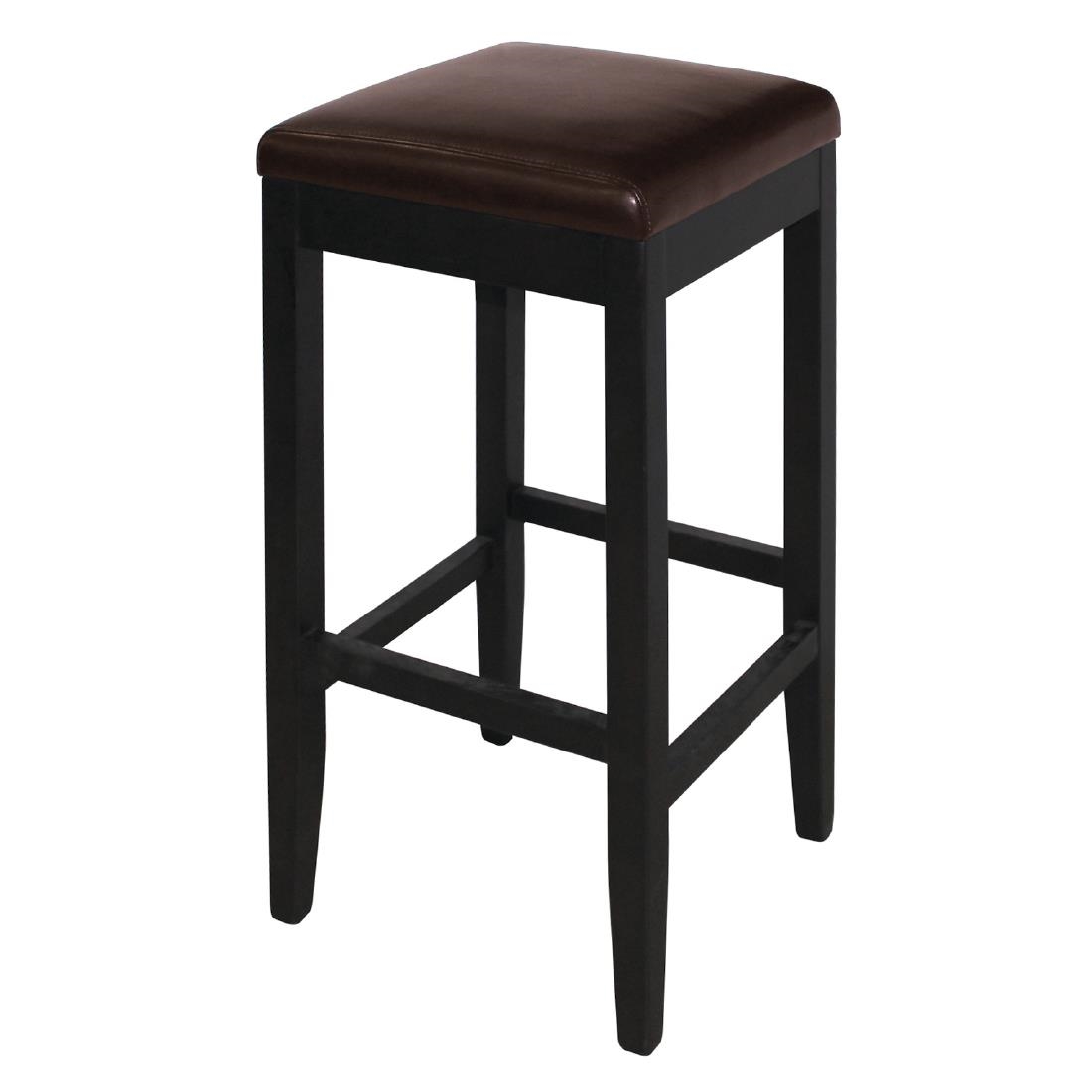 Faux Leather High Stool - Dark Brown