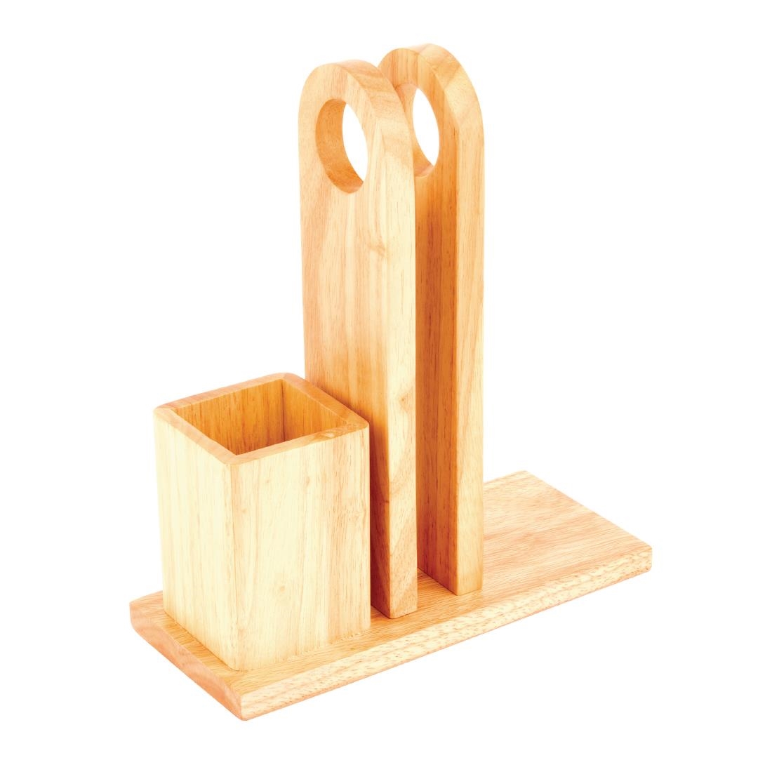 Olympia Wooden Menu Rack with Cutlery Pot